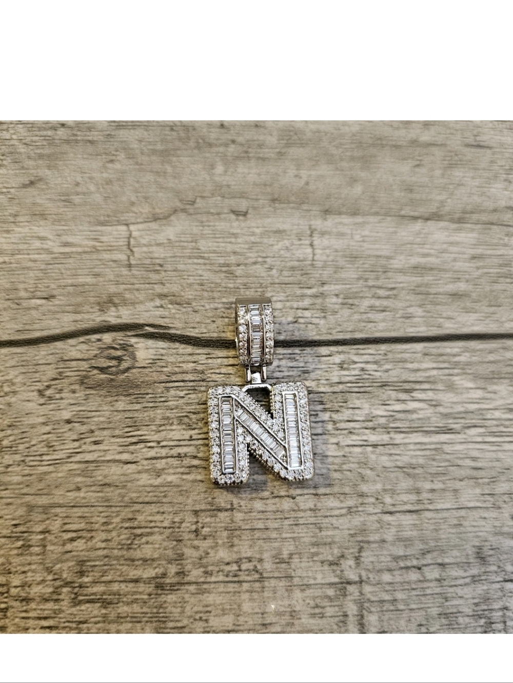Sterling Silver  plated Letters A to Z Initial Baguette CZ P - Picture 5 of 15